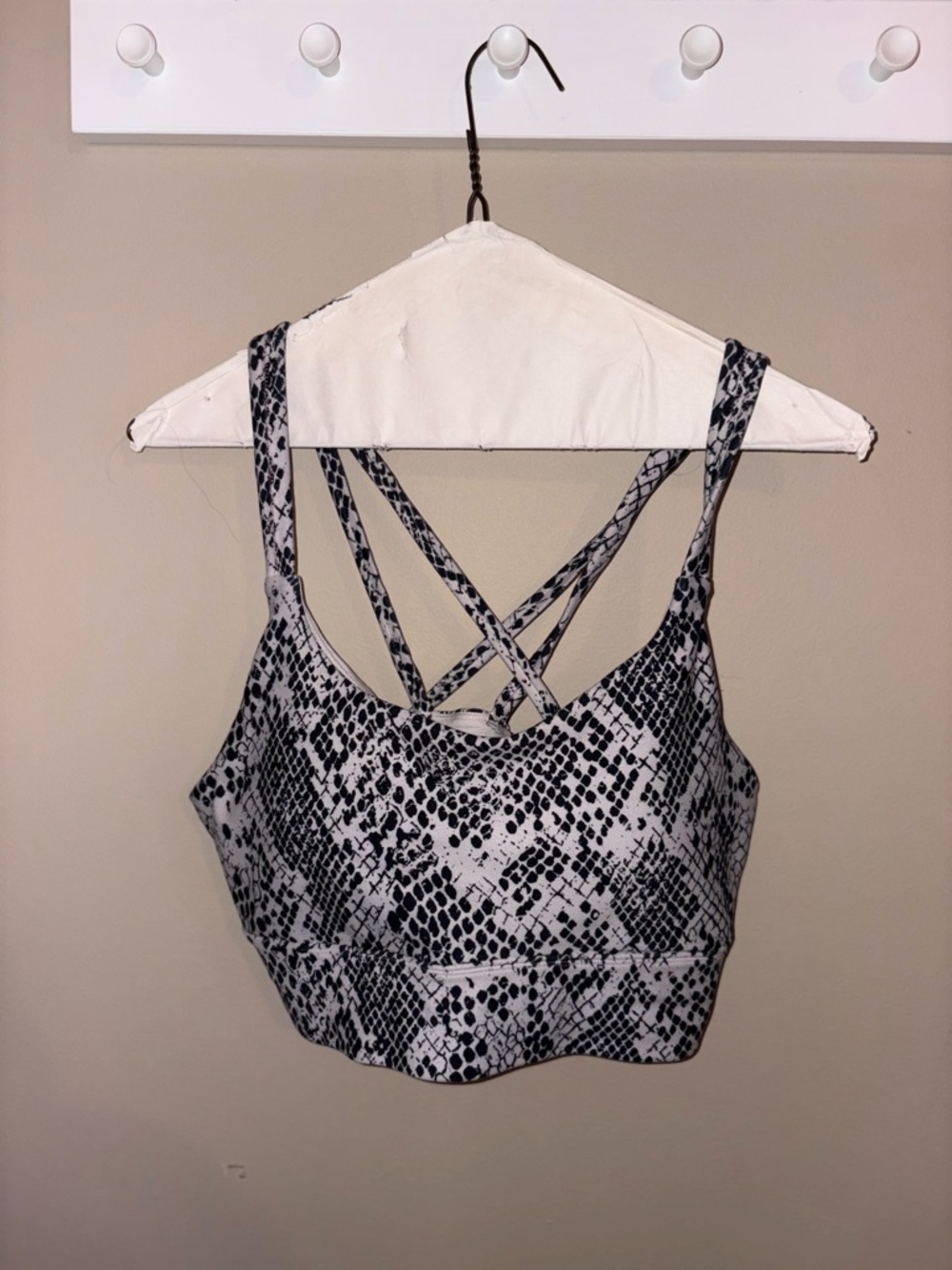 Gray & Black Snake Print Strappy Crop Top